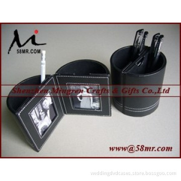 Wedding Leather Pen Holder with Photo Frame